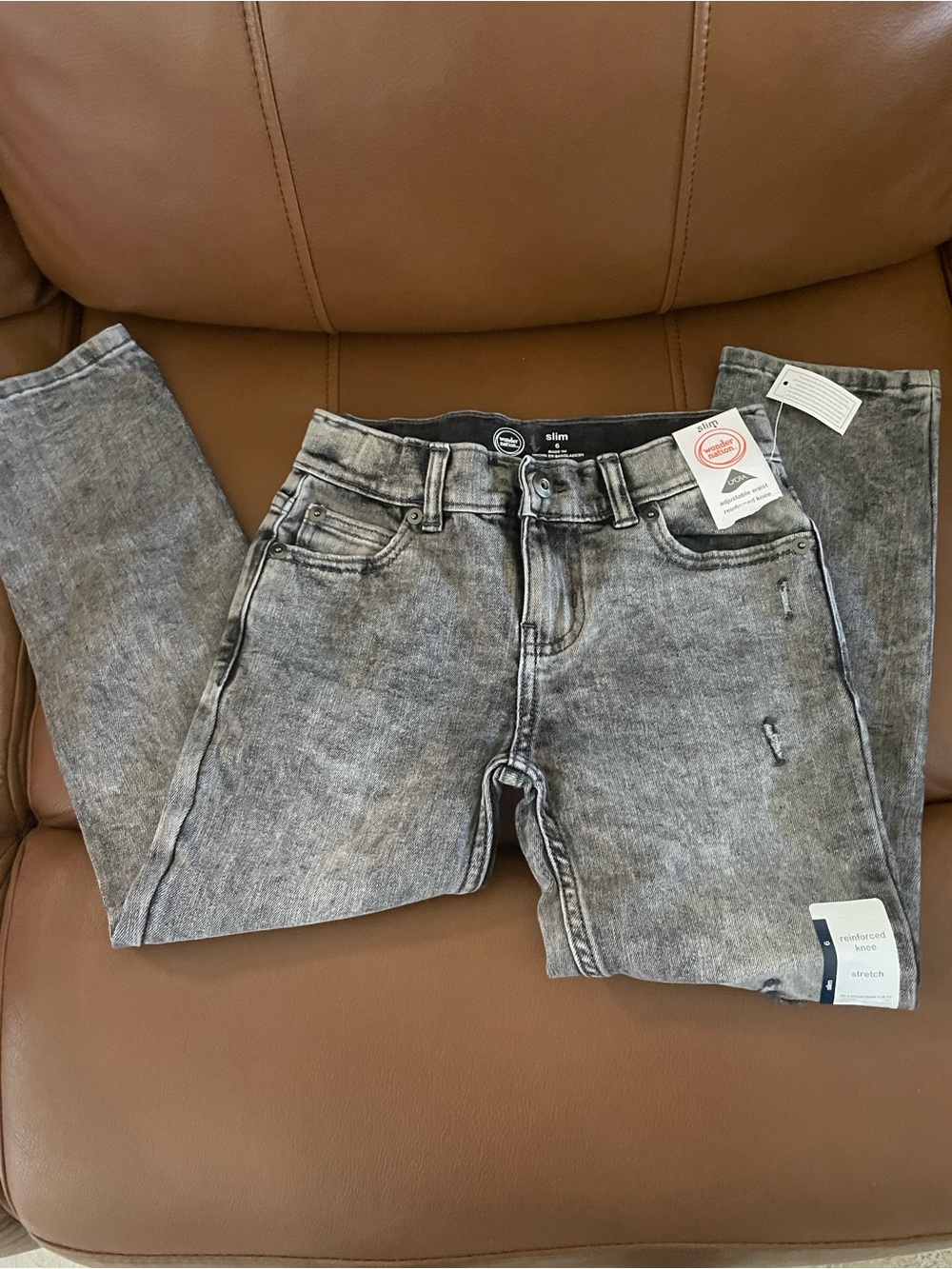 Boys gray jeans brand new size 6 slim